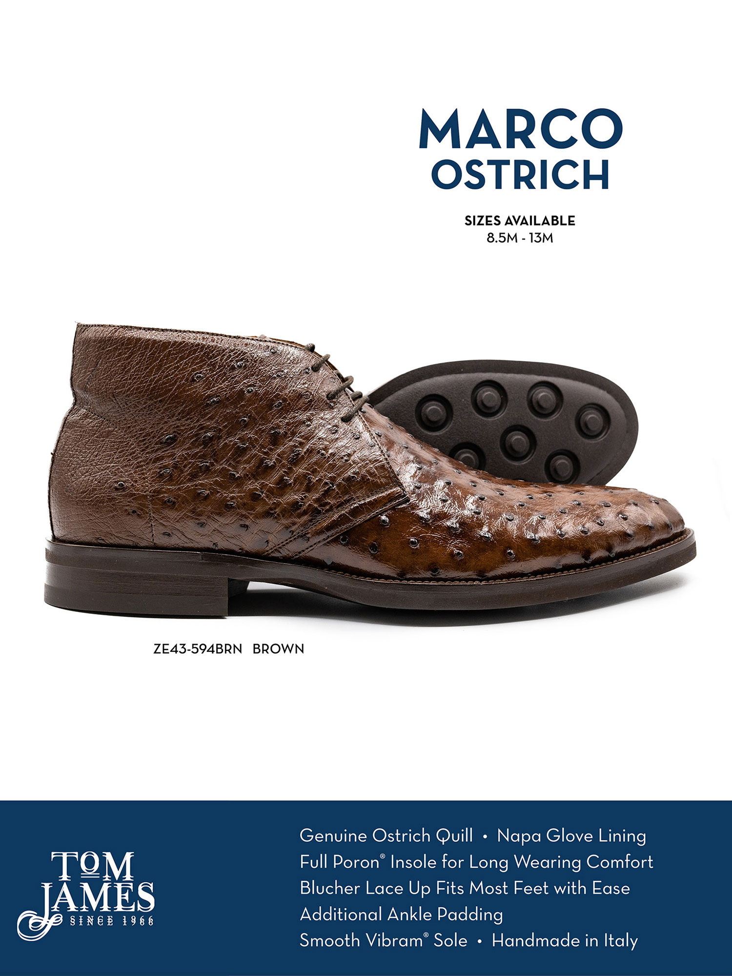 MARCO BROWN OSTRICH QUILL CHUKKA BOOT - Zelli