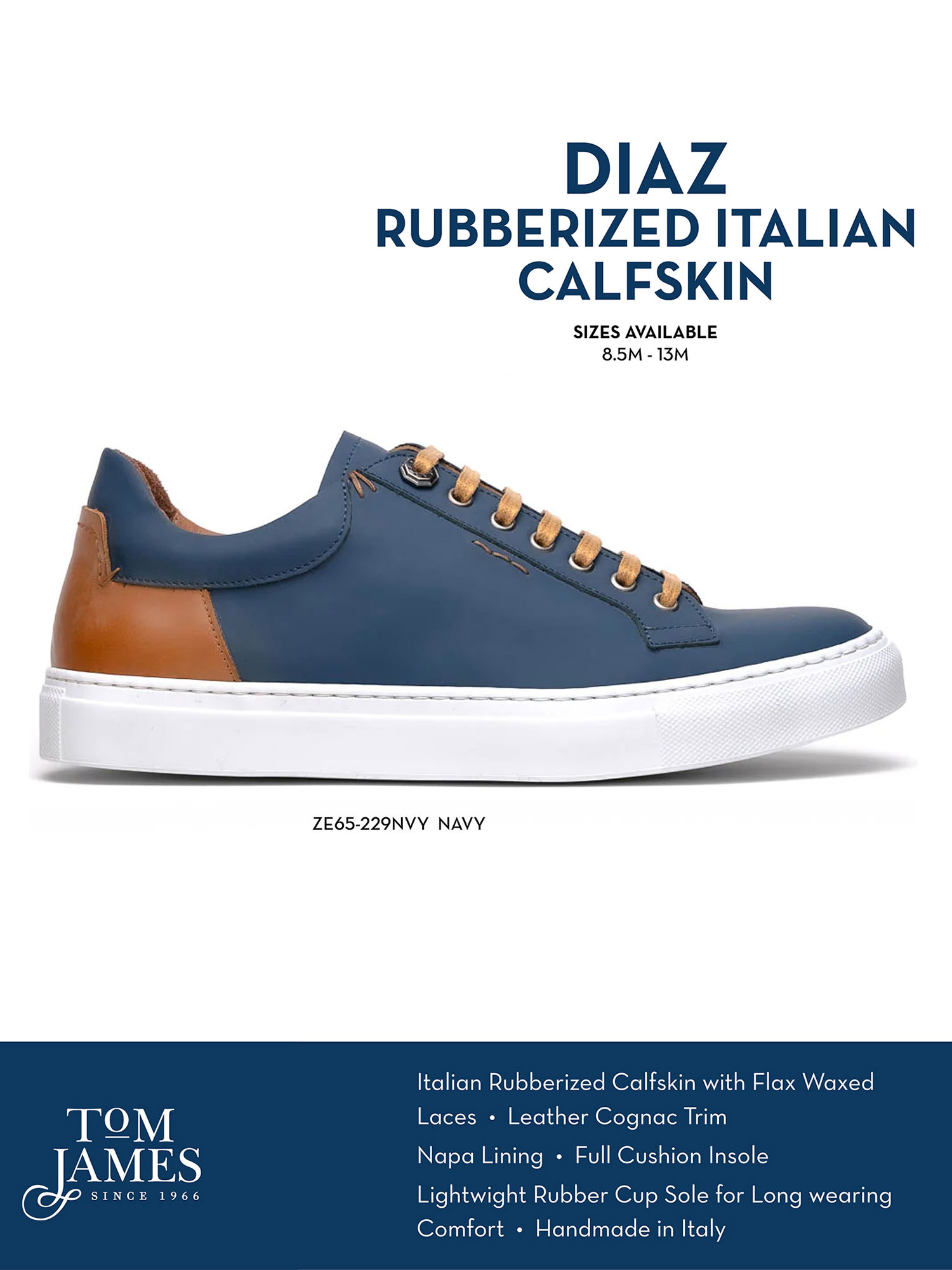 Navy Diaz Rubberized Calfskin Sneaker