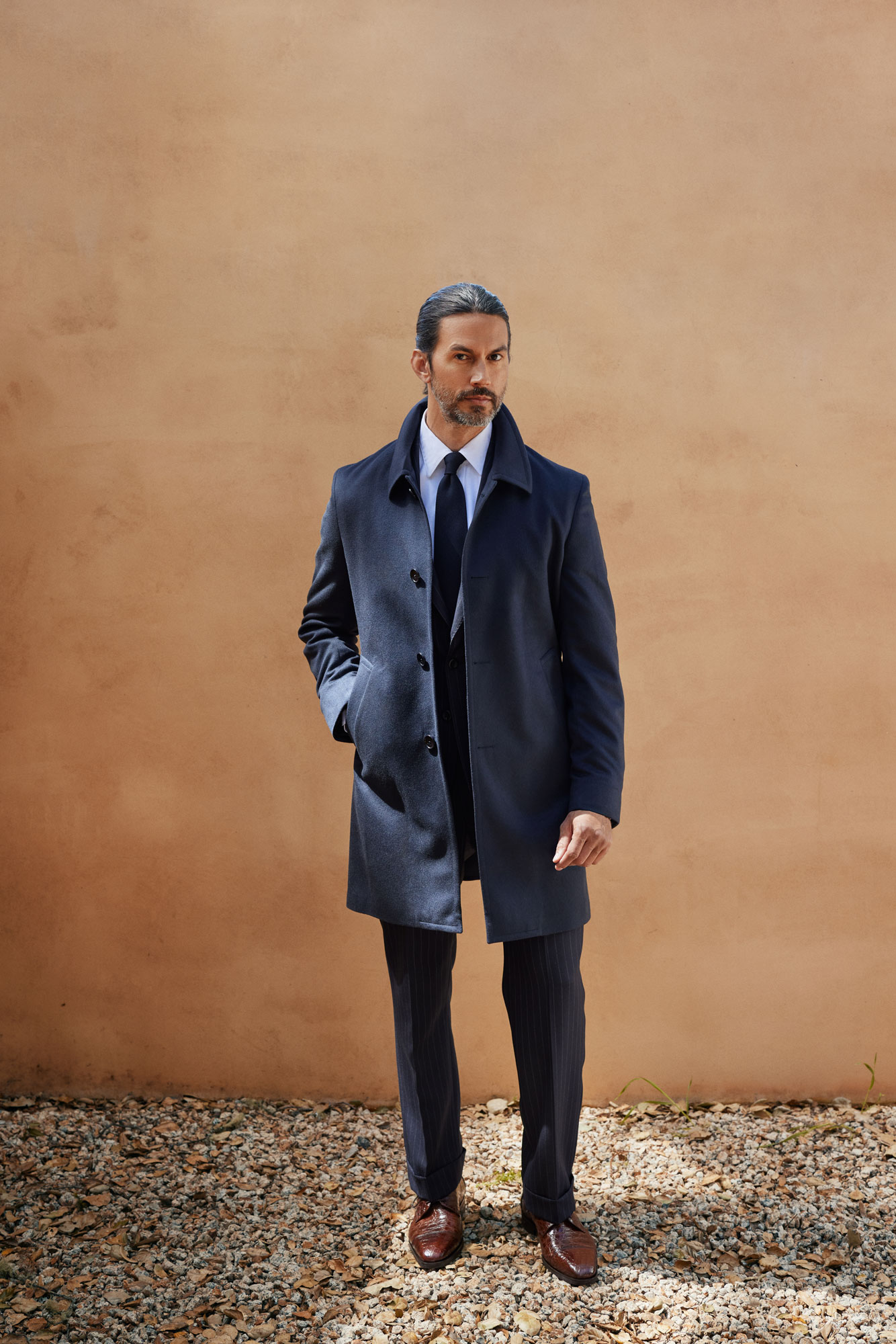Navy Cashmere Topcoat