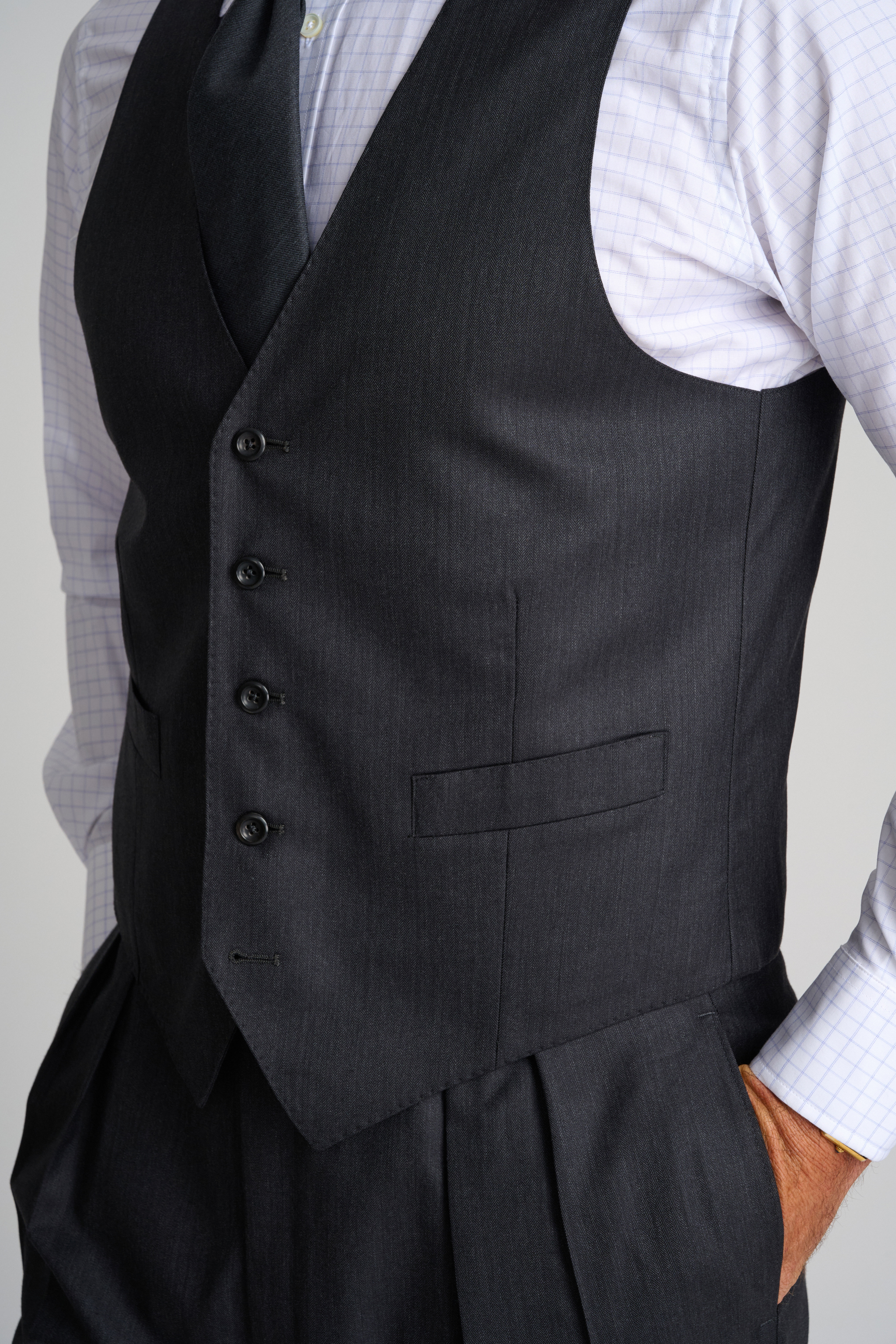 Charcoal Herringbone Vest