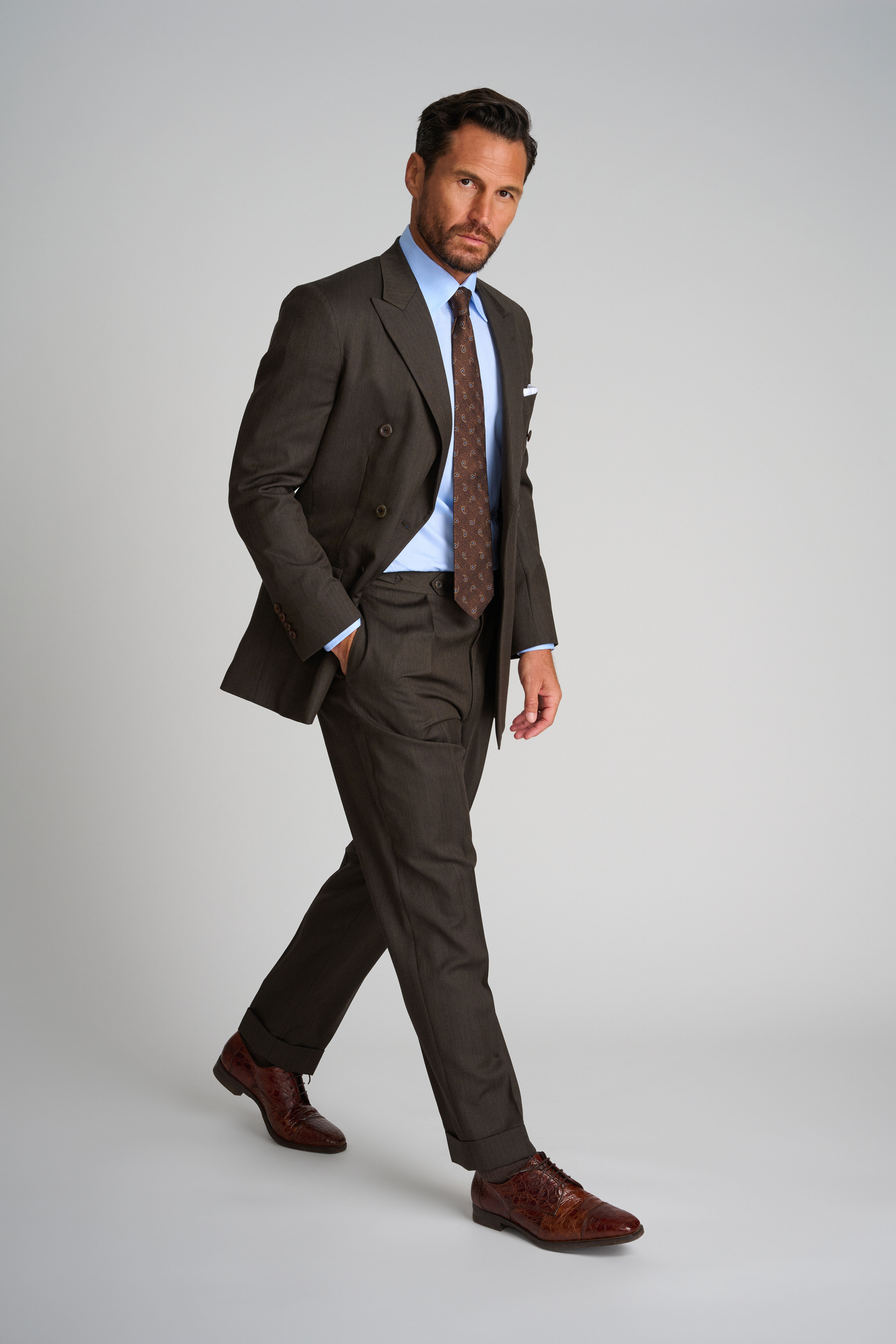 Brown Herringbone Suit