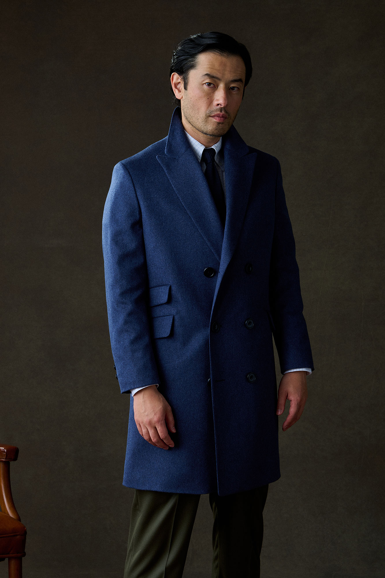 Blue Leggenda Wool Cashmere Top Coat