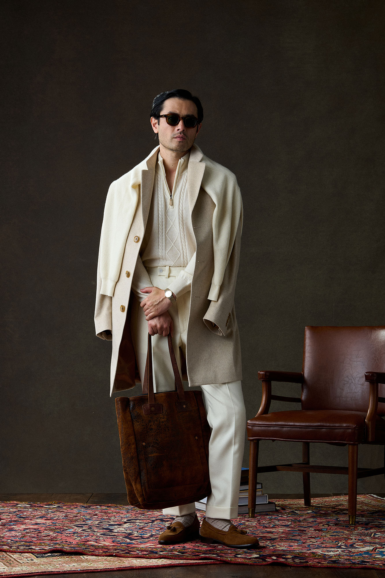 Light Tan Rhamnusia Cashmere Top Coat