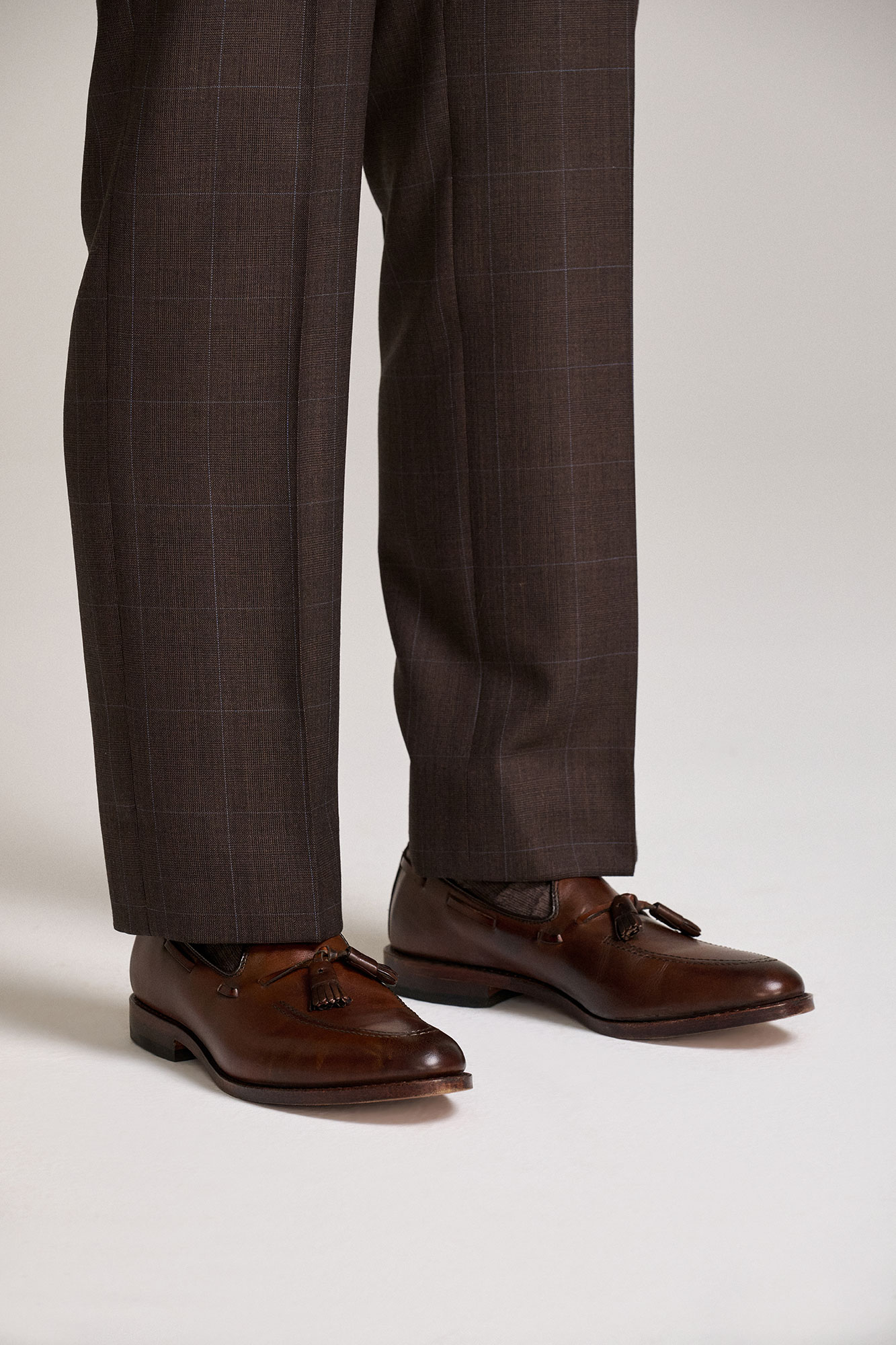 100% Merino Wool Brown Glen Plaid Suit