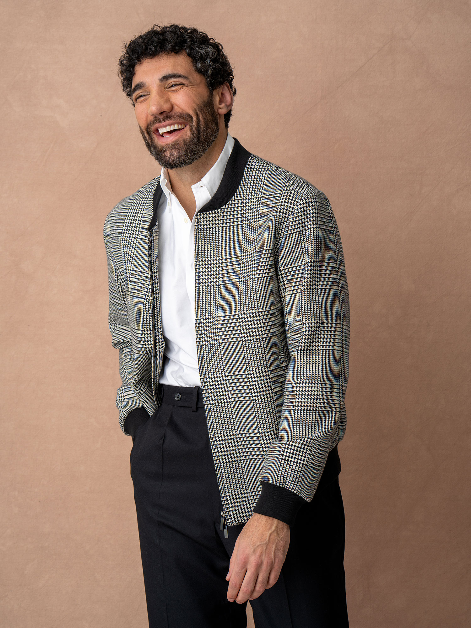 B&W Glen Plaid Bomber