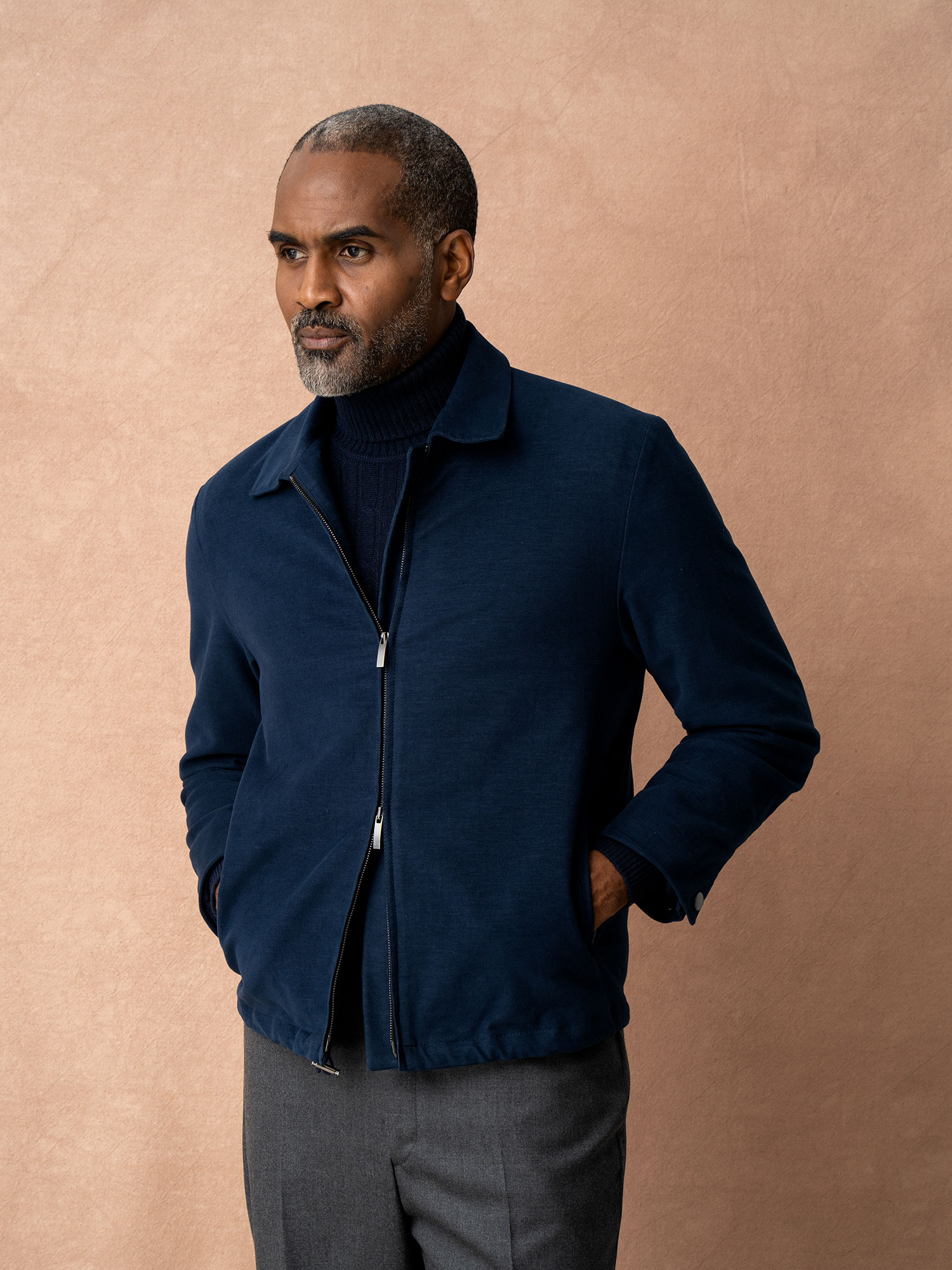 Navy Moleskin Driver Jacket