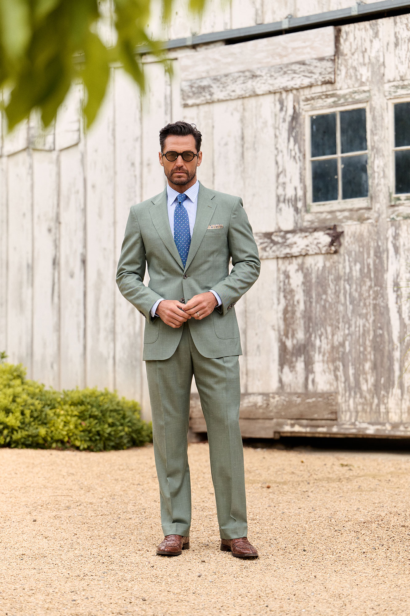 Olive Wool/Silk/Linen Suit