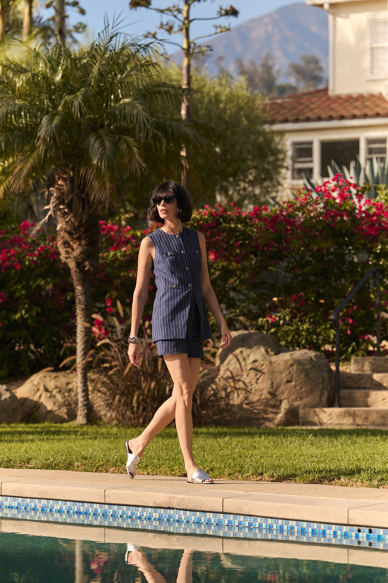 Navy Striped Linen Set