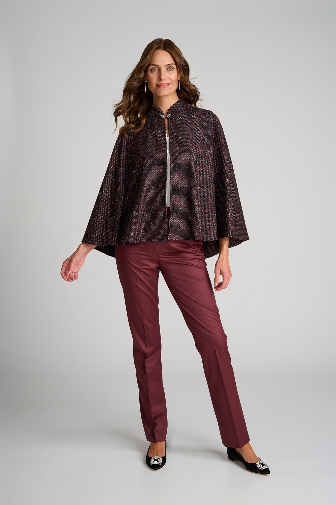 Maroon Cross Weave Cape