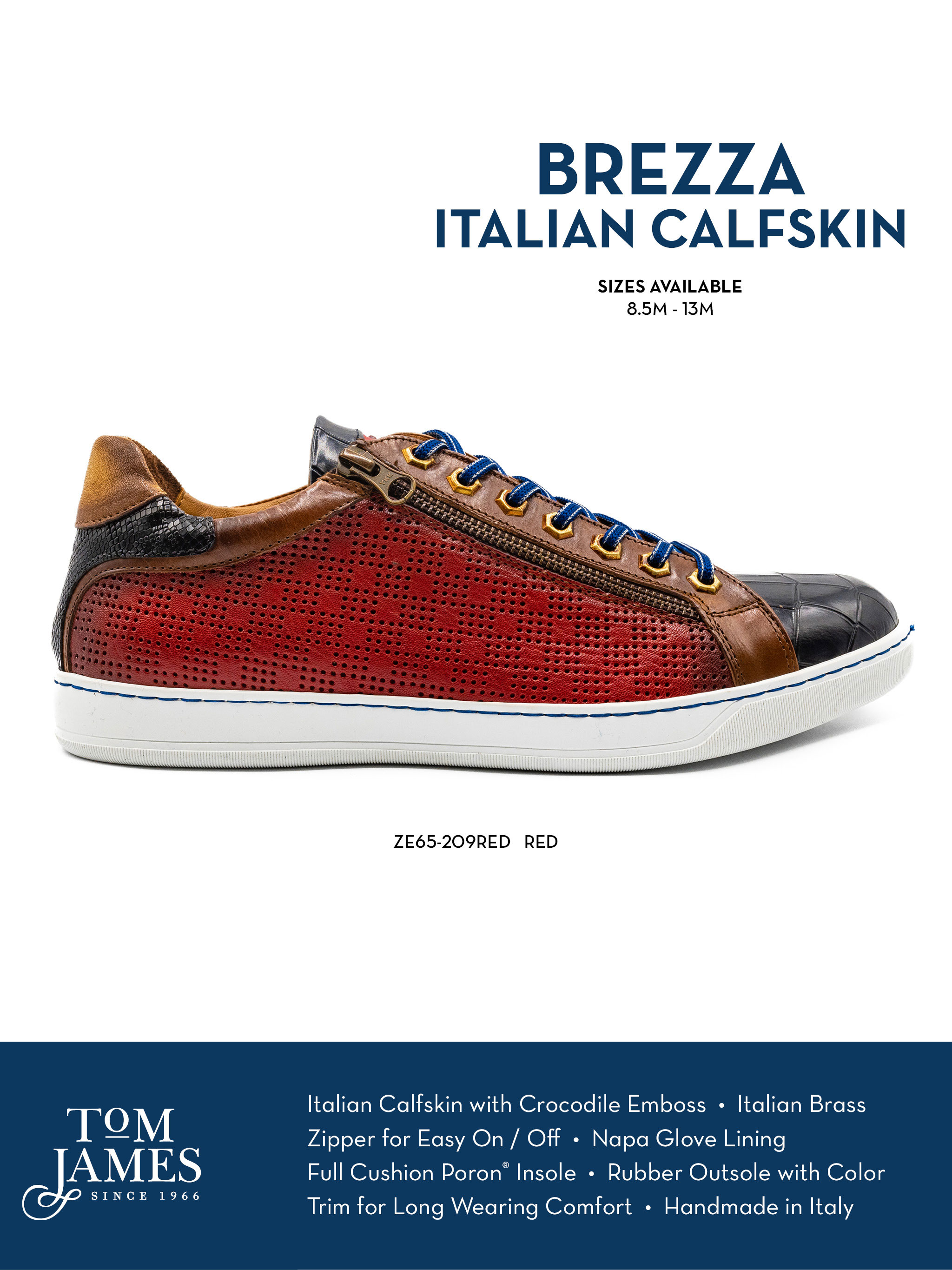 Brezza Calfskin And Embossed Crocodile Sneaker