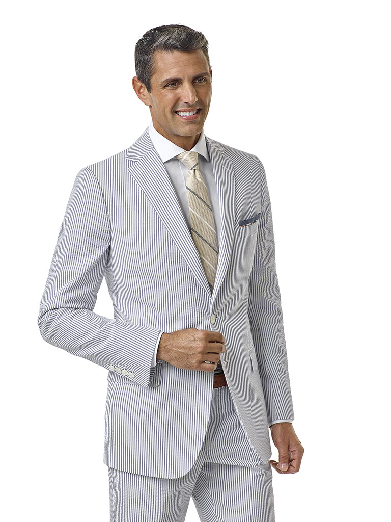 Navy Stripe 100% Cotton Seersucker