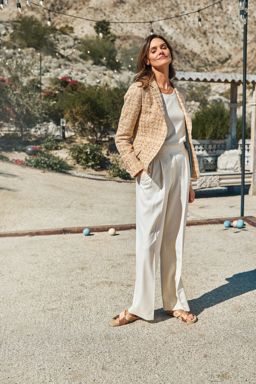 Cream Wool/Silk/Linen Trouser