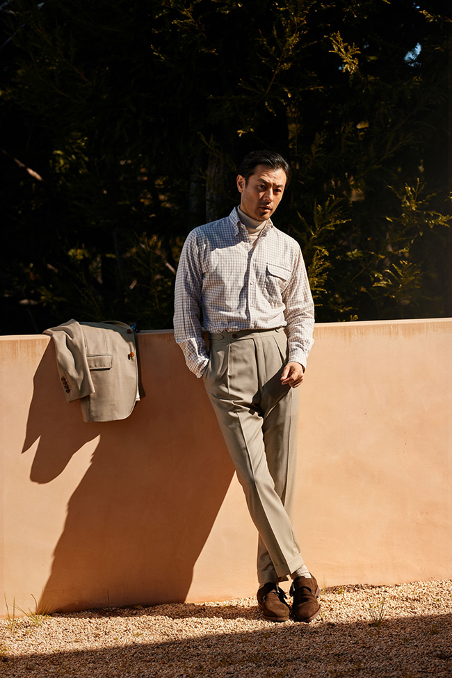 Men's Fall 2024 Look Book                                                                                                                                                                                                                                 , Tan Gingham Shirt