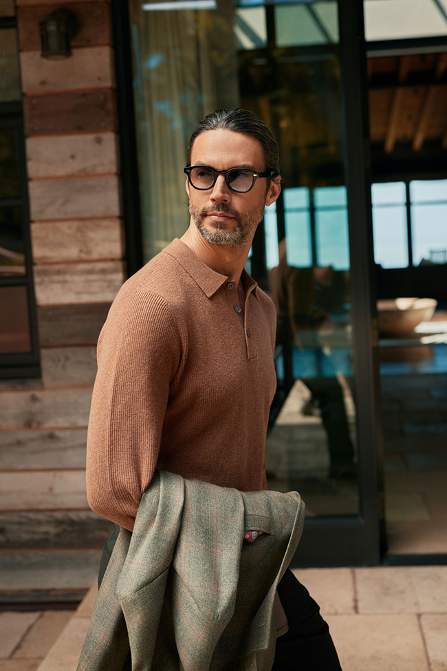 Ribbed Long Sleeve Polo