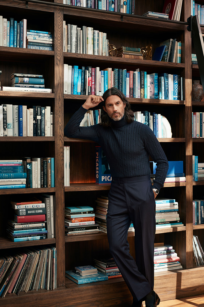 Men's Fall 2024 Look Book                                                                                                                                                                                                                                 , Navy Cable Knit Turtleneck