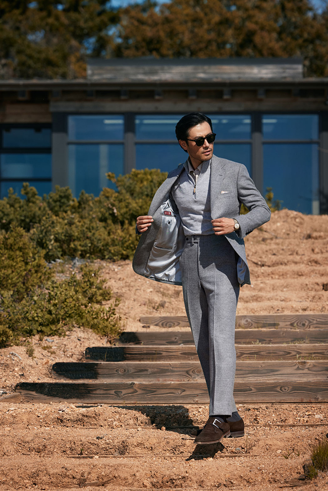 Light Gray Herringbone Suit