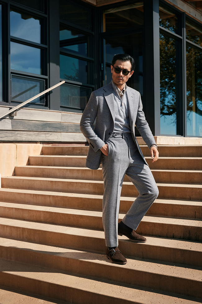 Light Gray Herringbone Suit