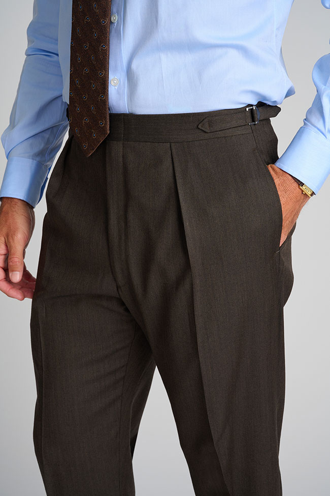 Mens Oxxford                                                                                                                                                                                                                                              , Brown Herringbone Pant