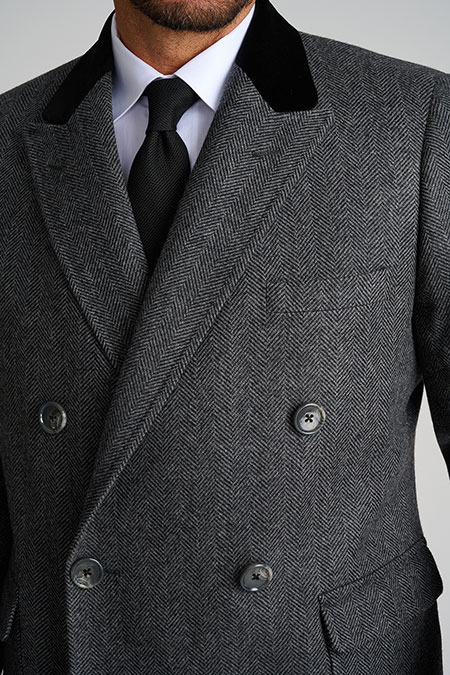 Mens Oxxford                                                                                                                                                                                                                                              , Charcoal Herringbone Topcoat