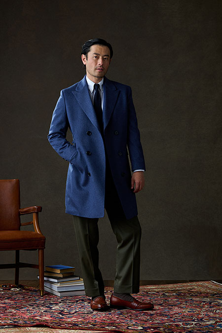 Blue Leggenda Wool Cashmere Top Coat