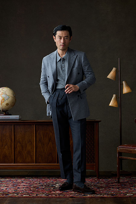 Fall/Winter 2025 Lookbook                                                                                                                                                                                                                                 , Piacenza Cashmere Blazer With Cable Knit Long Sleeve Polo