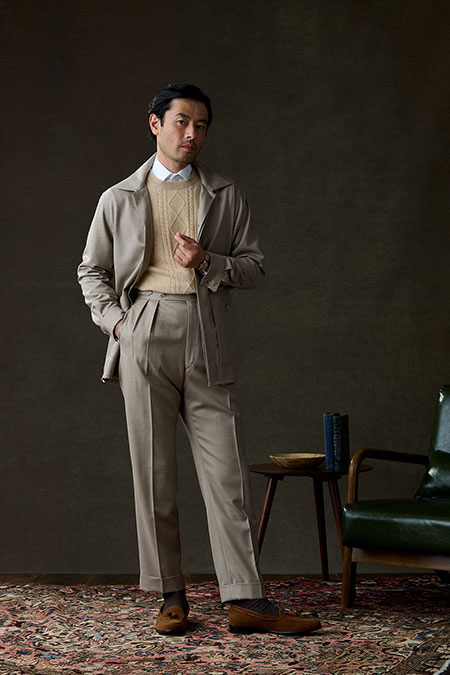 Light Tan Flannel Overshirt & Trousers