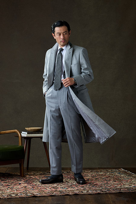 Light Gray Flannel Suit And Cashmere Top Coat