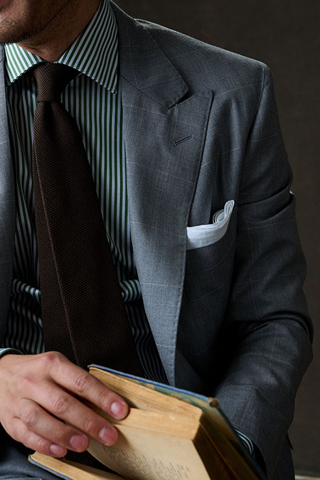 Gray Herringbone Windowpane Suit