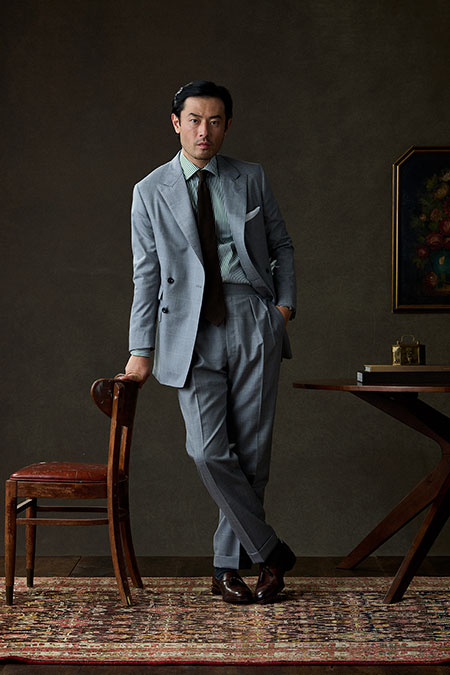 Gray Herringbone Windowpane Suit