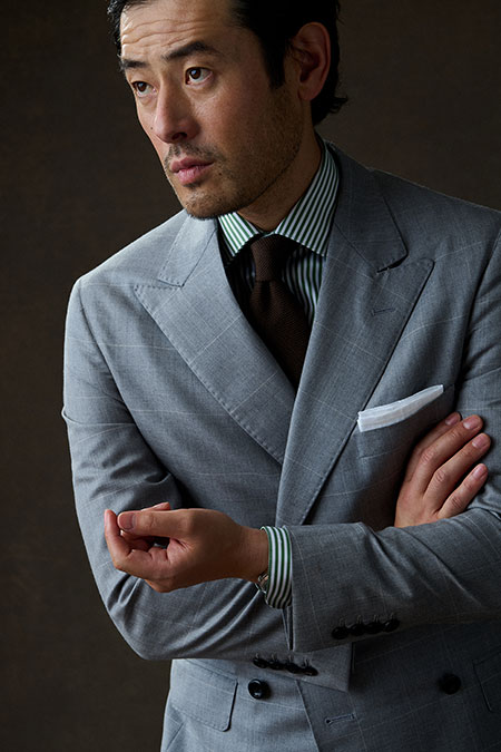 Gray Herringbone Windowpane Suit