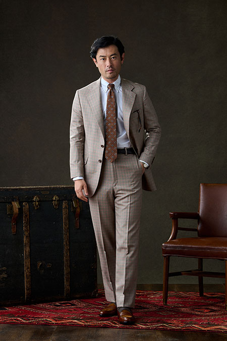 Fall/Winter 2025 Lookbook                                                                                                                                                                                                                                 , Tan & Orange Check Suit