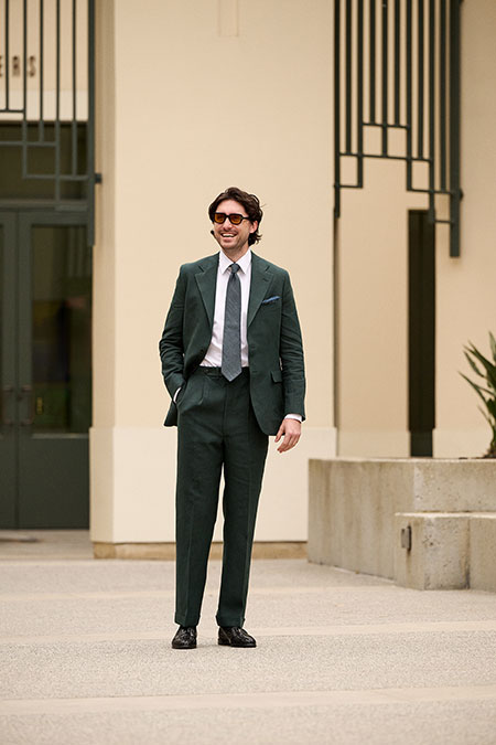 Forest Green Crushed Linen Suit