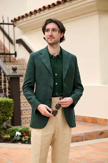 Forest Green Crushed Linen Sport Coat