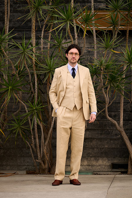 Tan Crushed Linen Vest