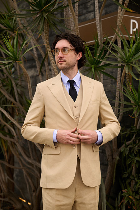 Tan Crushed Linen Suit