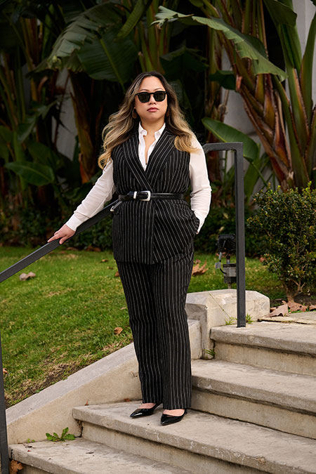 Black Stripe Crushed Linen Suit