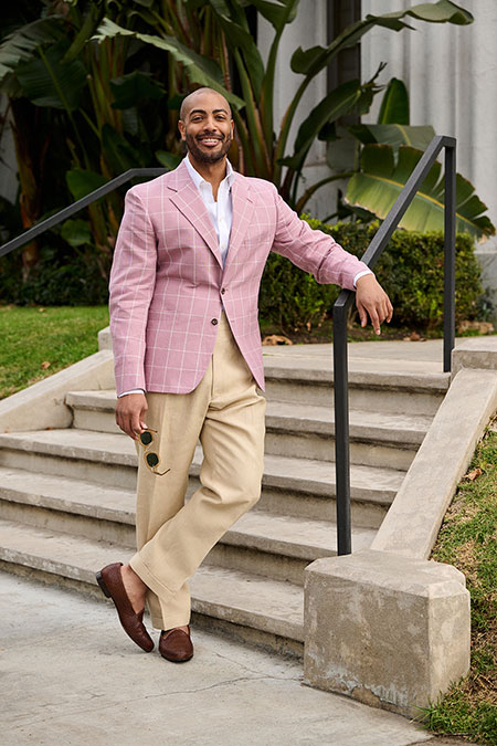 Pink Crushed Linen Windowpane Sport Coat
