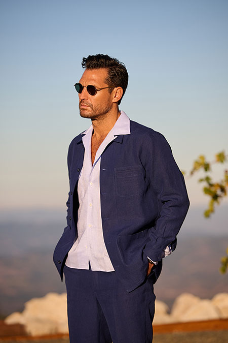Navy Linen Overshirt Suit