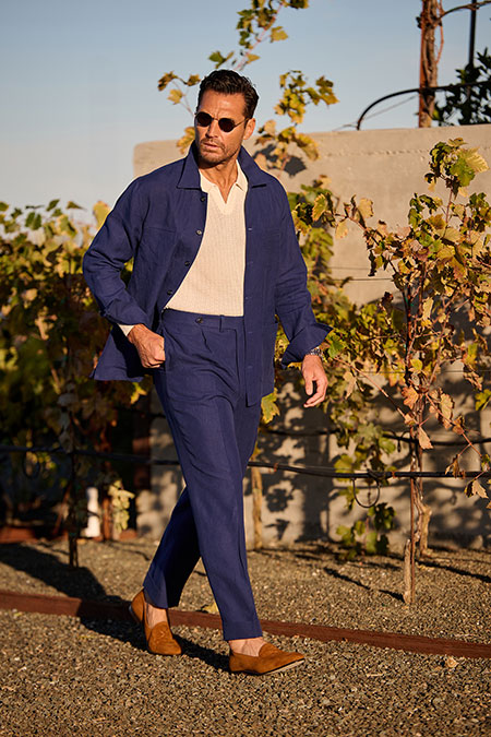 Navy Linen Overshirt Suit