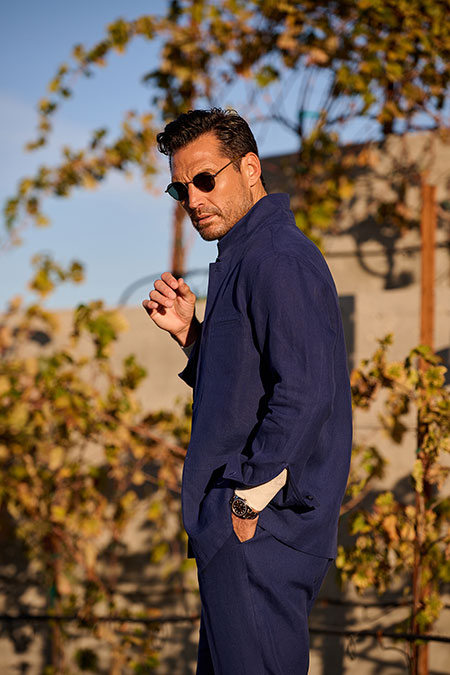 Navy Linen Overshirt Suit