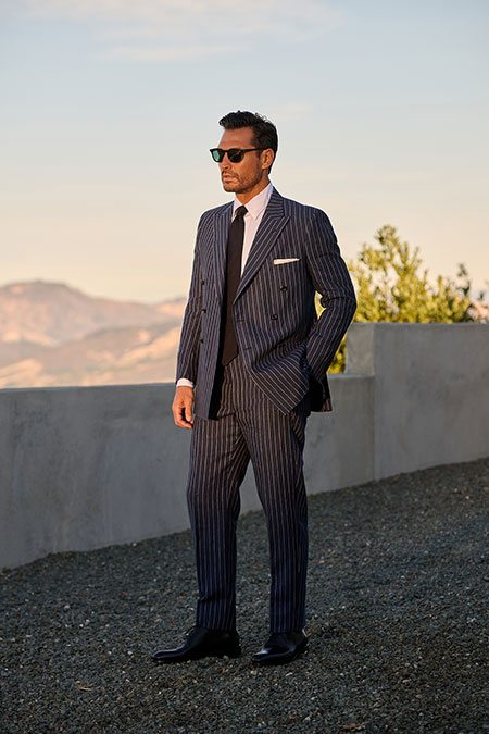 Navy Pinstripe Linen Suit