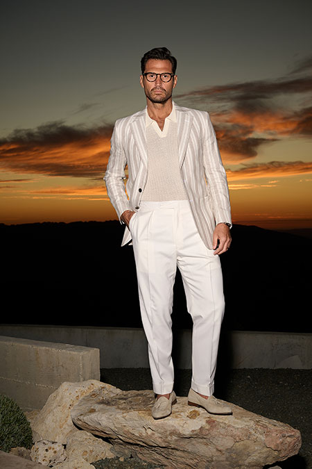 Ivory Long Sleeve Johnny Collar Polo Knit