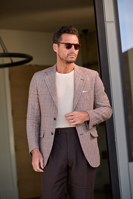 Brown Glen Plaid Linen Sport Coat