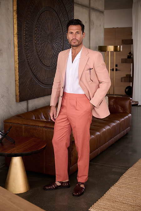 Orange Wool Silk Linen Trousers