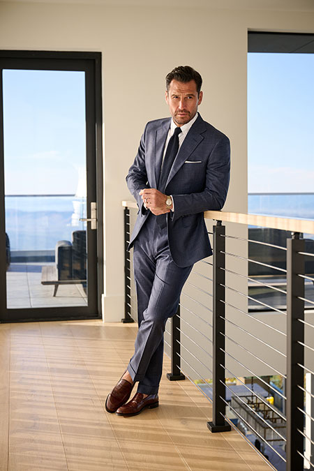 Navy Wool Silk Linen Suit