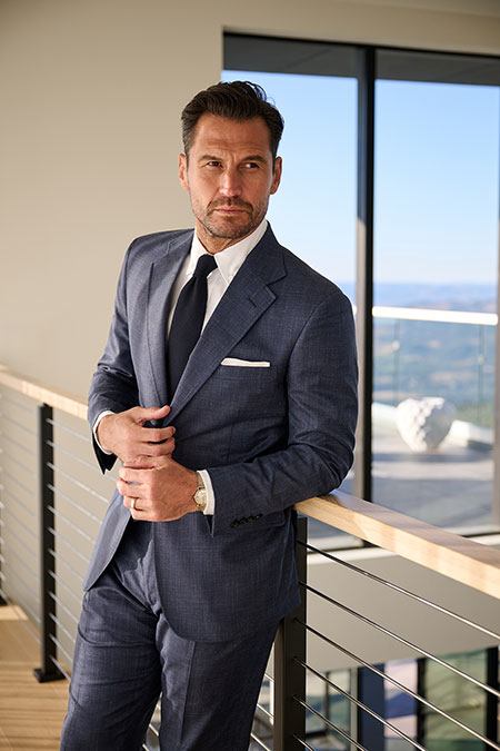 Navy Wool Silk Linen Suit