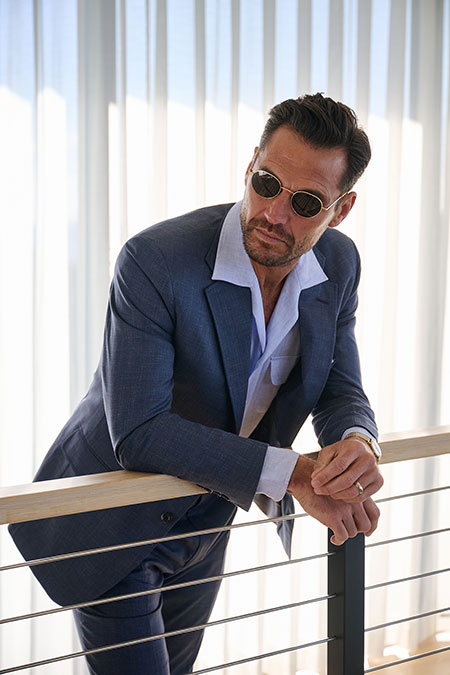 Blue Linen Long Sleeve Camp Shirt