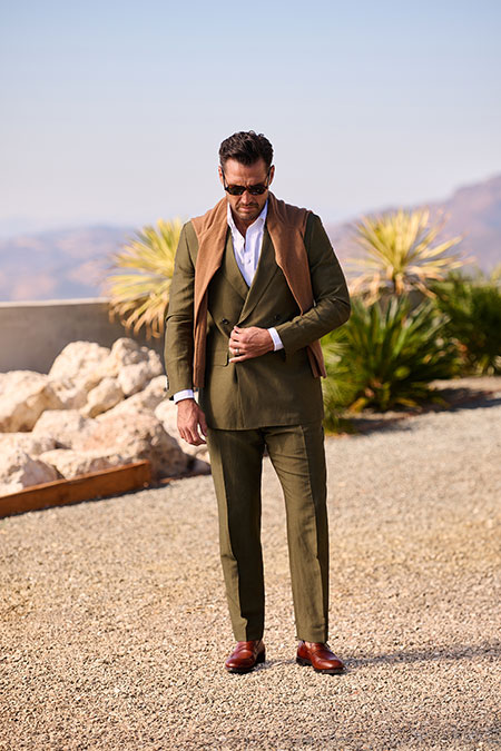 Olive Double Breasted Suit