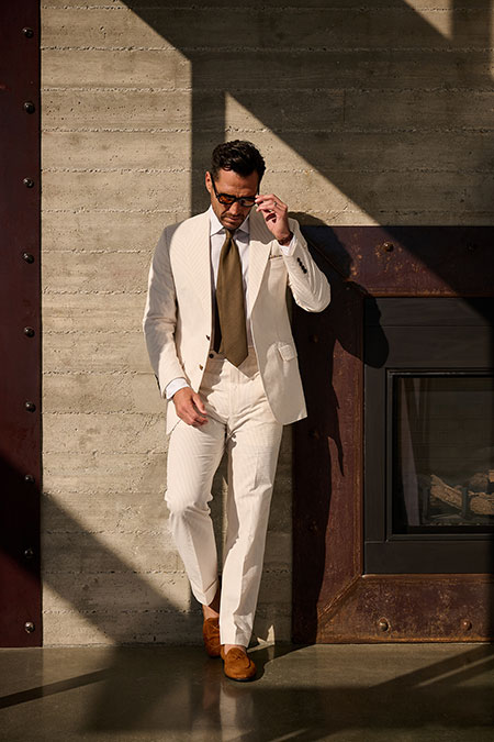 Beige Seersucker Suit