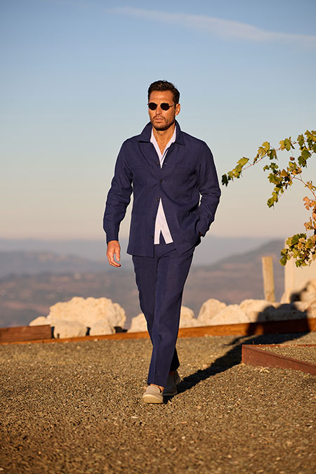 Navy Linen Overshirt Suit